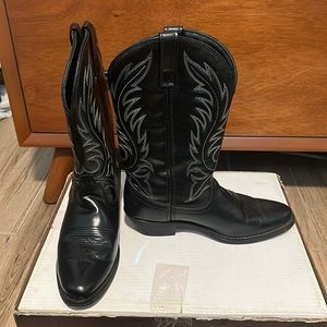 Black Leather Cowboy Boot